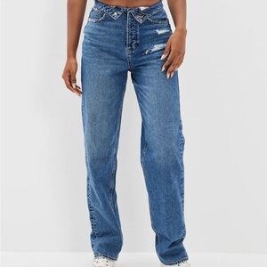 American Eagle Fold-over Waist Baggy Jeans